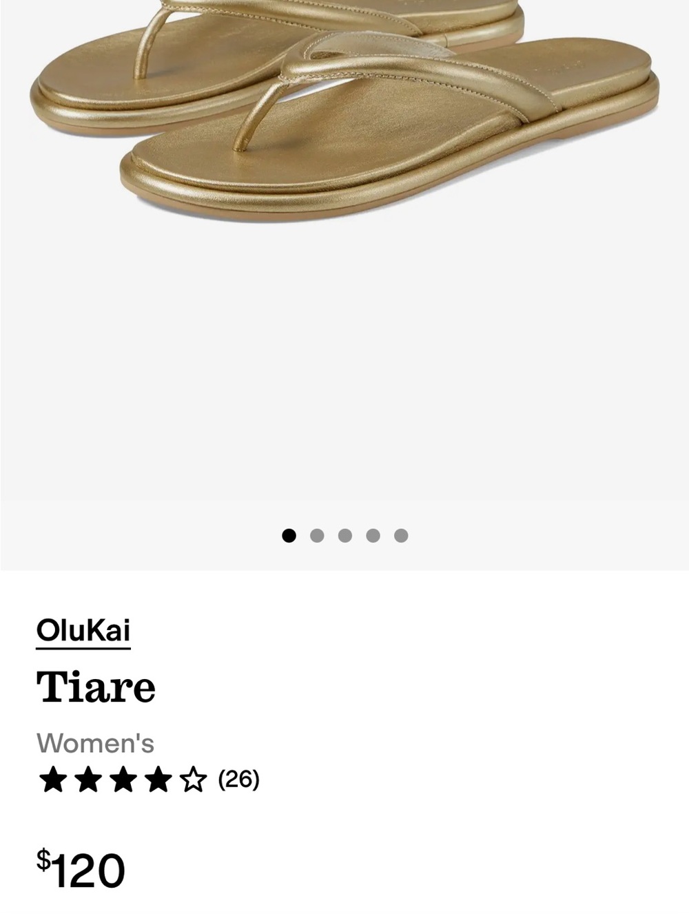 OluKai Tiare Metallic Gold Women's Thong Sandals